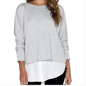 VINCE Oversized Layered Look Casual Heather Gray Long Sleeve Shirt -Size XS